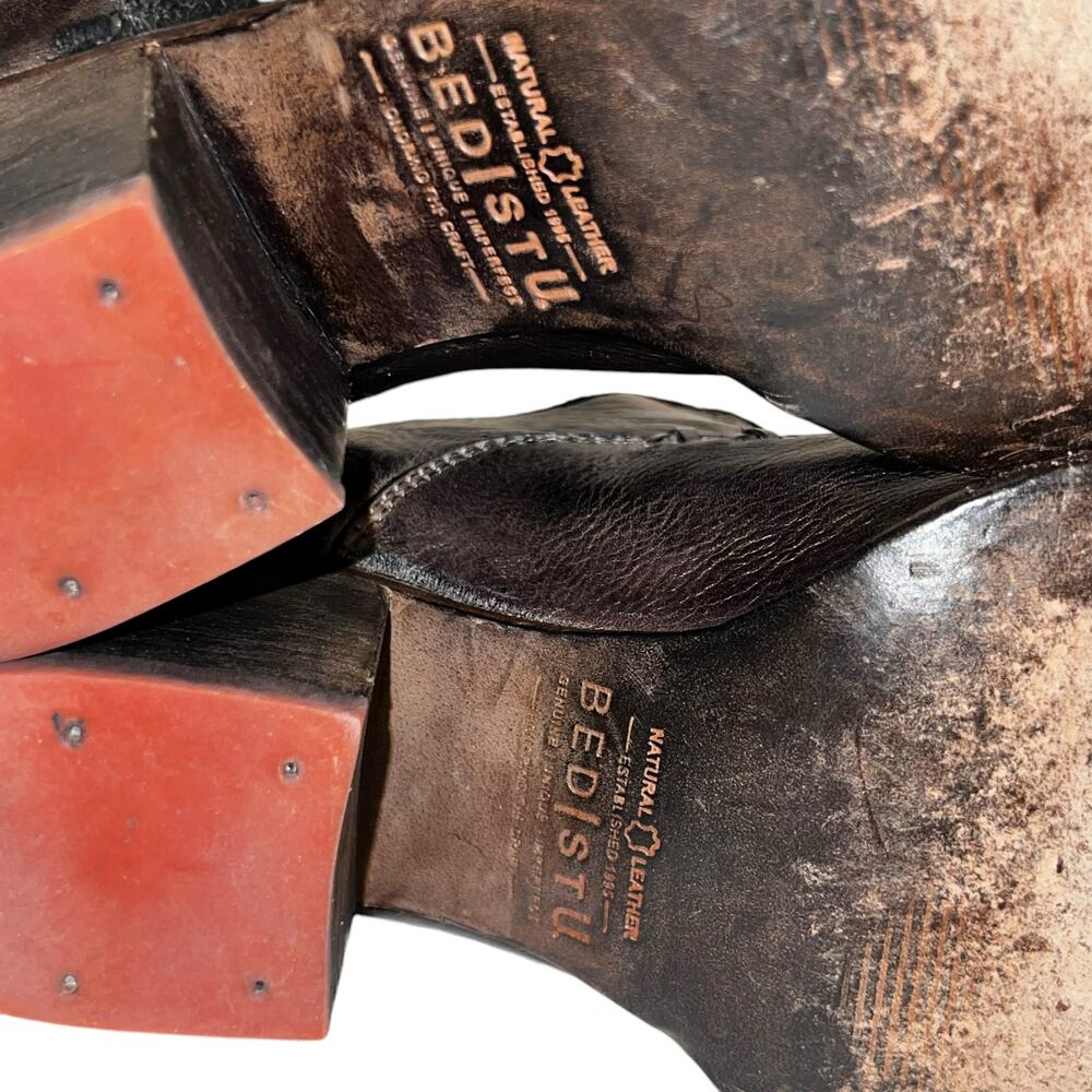 Bed Stu Helen Leather Heeled Ankle Bootie Shoes Dark Brown Point Toe Women 7.5 - Picture 15 of 16